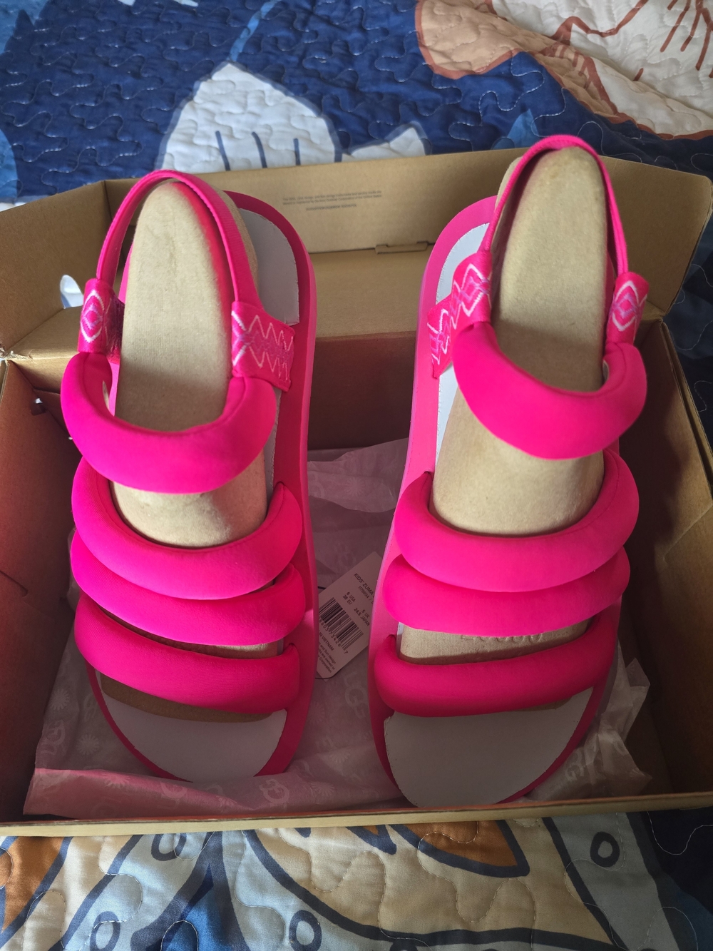 NIB Women's Pink Strappy Comfort Sandals 38 EU/Kids 6/Women's 7.5 UGG